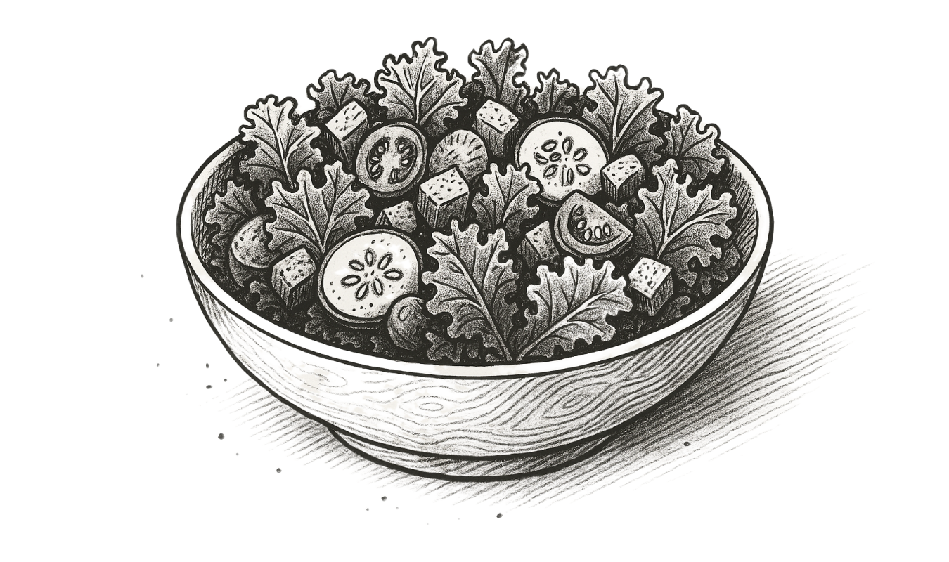 Delicious kale salad illustration